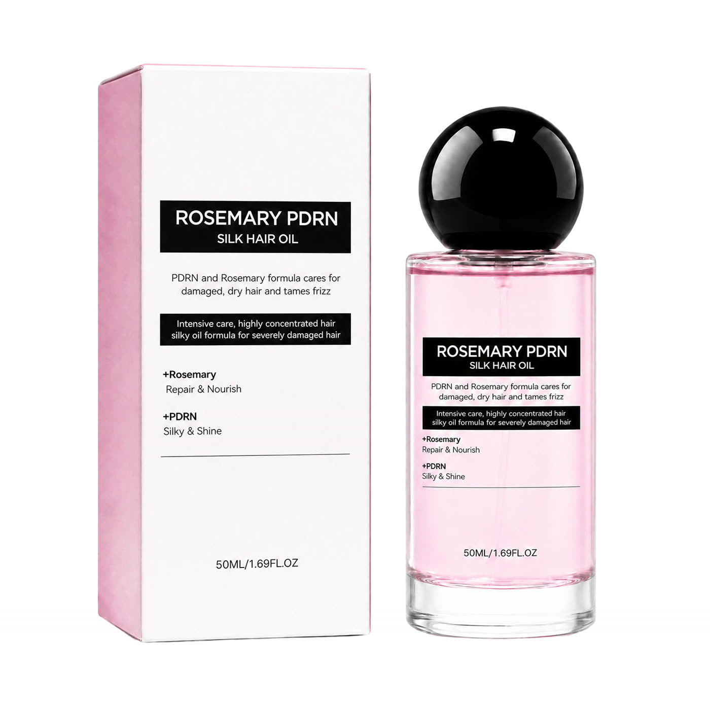 Rosemary PDRN Silk Hair Oil, 50ml bottle and box